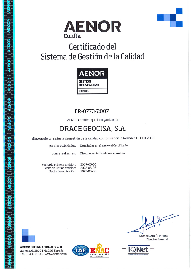 Certificado AENOR - Sistema de Gestión de la Calidad
