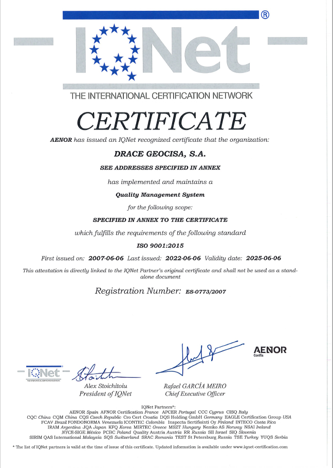 Certificate IQNET - Quality Management System