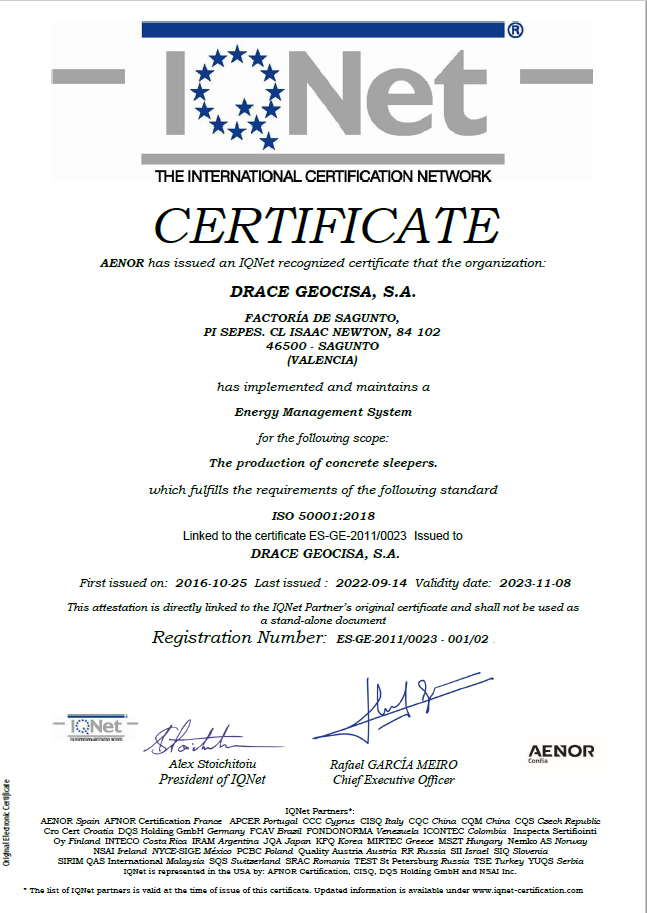Certificate IQNET - Energy Management System