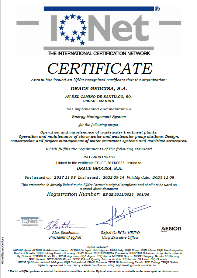 Certificate IQNET - Energy Management System