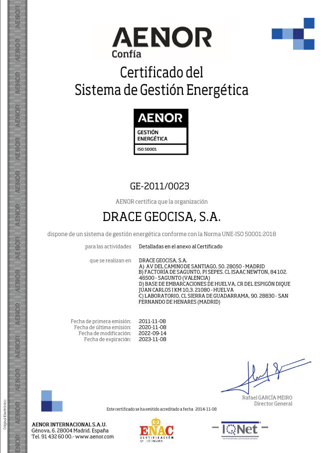 Certificado AENOR - Sistema de Gestión Energética