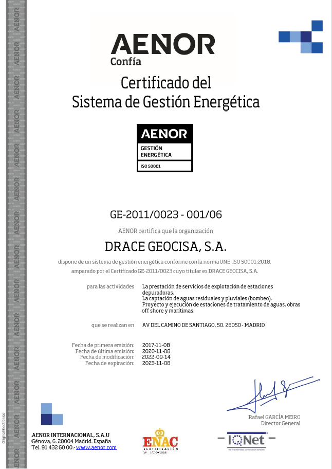 Certificado AENOR - Sistema de Gestión Energética