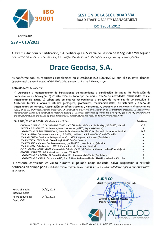 Certificado ISO 39001